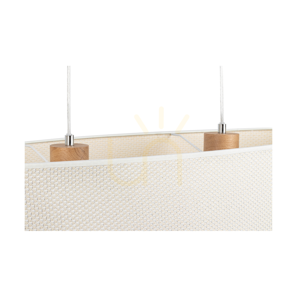 Preview Mercedes Pendant Lamp, Oiled Oak, Cream and Silver Lampshade, 2xE27, 80 cm Mercedes Pendant Lamp, Oiled Oak, Cream and Silver Lampshade, 2xE27, 80 cm