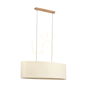 Mercedes Pendant Lamp, Oiled Oak, Cream and Silver Lampshade, 2xE27, 80 cm 0 Mercedes Pendant Lamp, Oiled Oak, Cream and Silver Lampshade, 2xE27, 80 cm small 0