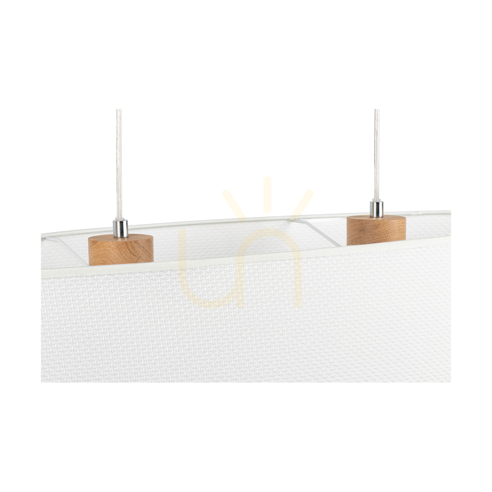 Preview Mercedes Pendant Light, Oiled Oak, White Shade, 2xE27, 80 cm Mercedes Pendant Light, Oiled Oak, White Shade, 2xE27, 80 cm