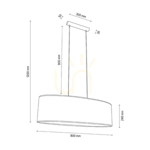 Mercedes Pendant Light, Oiled Oak, White Shade, 2xE27, 80 cm 3 Mercedes Pendant Light, Oiled Oak, White Shade, 2xE27, 80 cm small 3