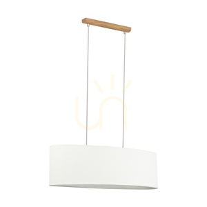 Mercedes Pendant Light, Oiled Oak, White Shade, 2xE27, 80 cm 0 Mercedes Pendant Light, Oiled Oak, White Shade, 2xE27, 80 cm small 0