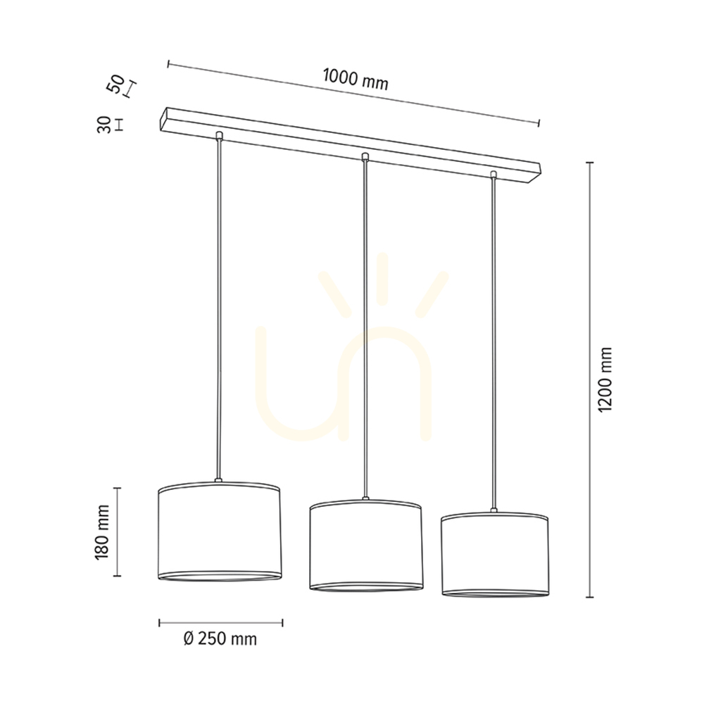 Show Mercedes Pendant Light, Oiled Oak, Cream and Silver Lampshade, 3xE27, 100 cm Mercedes Pendant Light, Oiled Oak, Cream and Silver Lampshade, 3xE27, 100 cm