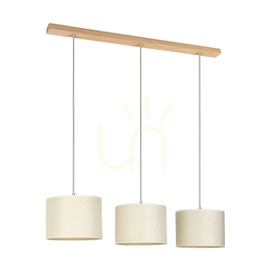 Mercedes Pendant Light, Oiled Oak, Cream and Silver Lampshade, 3xE27, 100 cm 0 Mercedes Pendant Light, Oiled Oak, Cream and Silver Lampshade, 3xE27, 100 cm small 0