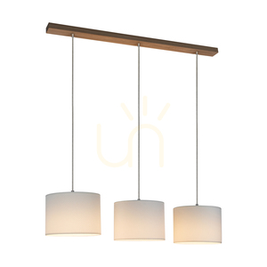 Mercedes Pendant Light, Oiled Oak, White Shade, 3xE27, 100 cm 1 Mercedes Pendant Light, Oiled Oak, White Shade, 3xE27, 100 cm small 1