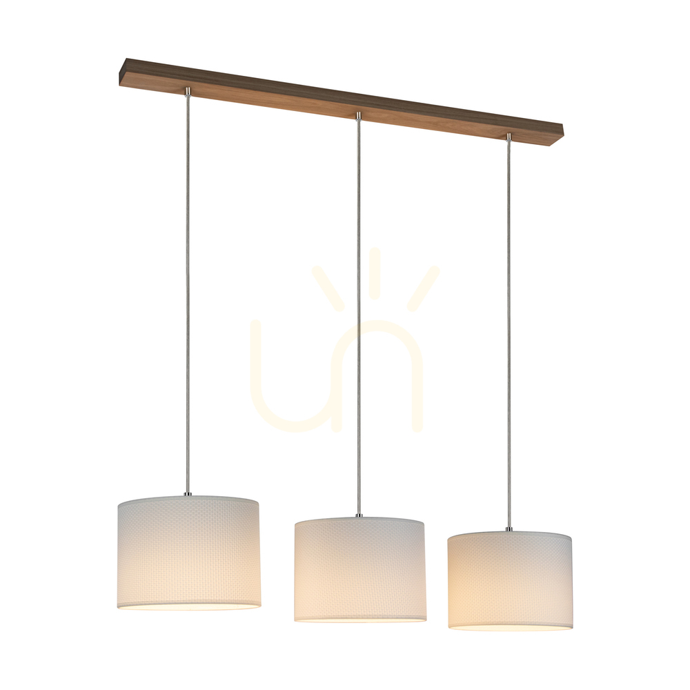 View Mercedes Pendant Light, Oiled Oak, White Shade, 3xE27, 100 cm Mercedes Pendant Light, Oiled Oak, White Shade, 3xE27, 100 cm