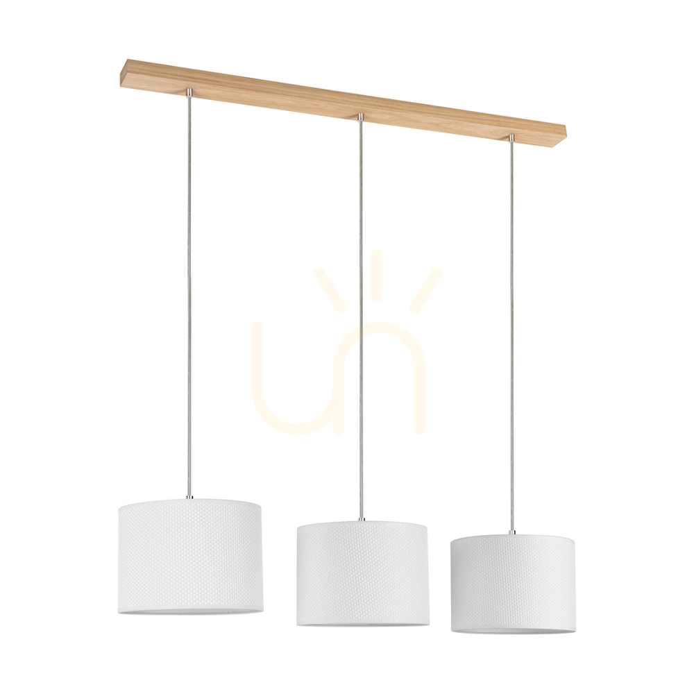 Check Mercedes Pendant Light, Oiled Oak, White Shade, 3xE27, 100 cm Mercedes Pendant Light, Oiled Oak, White Shade, 3xE27, 100 cm