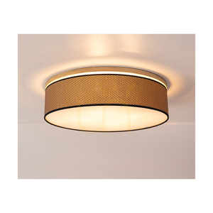 Mercedes Ceiling Light, Oiled Oak, Brown-Black-Gold Lampshade, 3xE27, Ø48 cm small 3