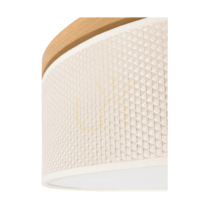 Mercedes Ceiling Light, Oiled Oak, Cream and Silver Lampshade, 4xE27, Ø58 cm small 2