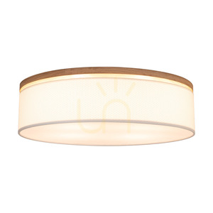 Mercedes Ceiling Light, Oiled Oak, White Shade, 4xE27, Ø58 cm small 1