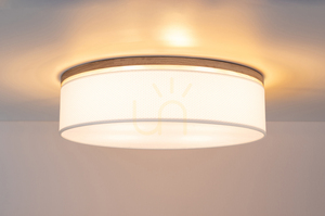 Mercedes Ceiling Light, Oiled Oak, White Shade, 4xE27, Ø58 cm small 3