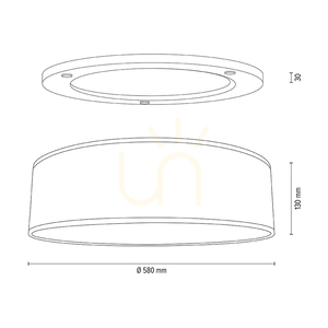 Mercedes Ceiling Light, Oiled Oak, White Shade, 4xE27, Ø58 cm small 4