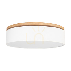 Mercedes Ceiling Light, Oiled Oak, White Shade, 4xE27, Ø58 cm small 0