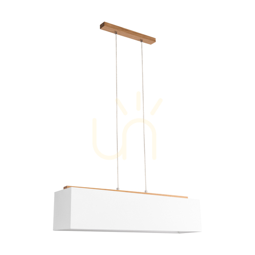 Check Hakon Pendant Light, Oiled Oak, White Shade, 4xE27, 90 cm