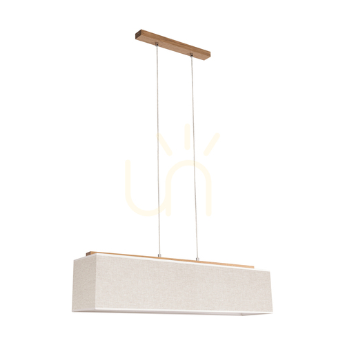 Check Hakon Pendant Light, Oiled Oak, Beige Shade, 4xE27, 90 cm