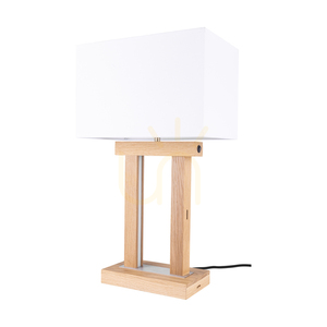 Hakon Table Lamp, Oiled Oak/Matte Nickel, White Lampshade, 1xE27 + 2xLED 40 W, 35 cm small 0