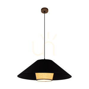 Amigo Pendant Light, Oiled Oak, Beige/Black Shade, 1xE27, Ø70 cm 1 Amigo Pendant Light, Oiled Oak, Beige/Black Shade, 1xE27, Ø70 cm small 1