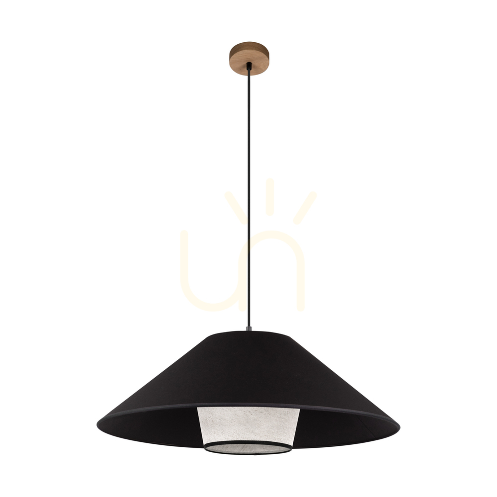 Check Amigo Pendant Light, Oiled Oak, Beige/Black Shade, 1xE27, Ø70 cm Amigo Pendant Light, Oiled Oak, Beige/Black Shade, 1xE27, Ø70 cm