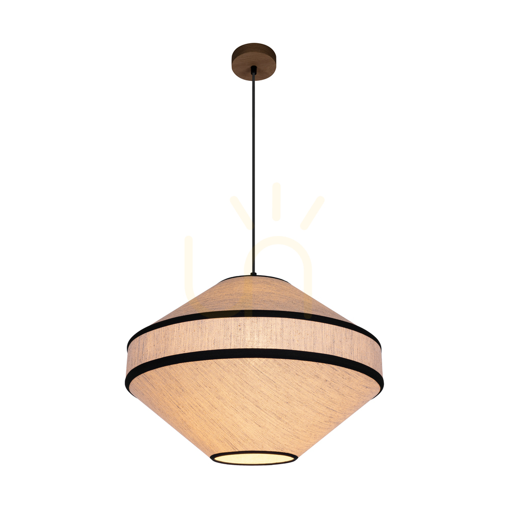 View Amigo Pendant Light, Oiled Oak, Beige Shade, 1xE27, Ø48 cm Amigo Pendant Light, Oiled Oak, Beige Shade, 1xE27, Ø48 cm