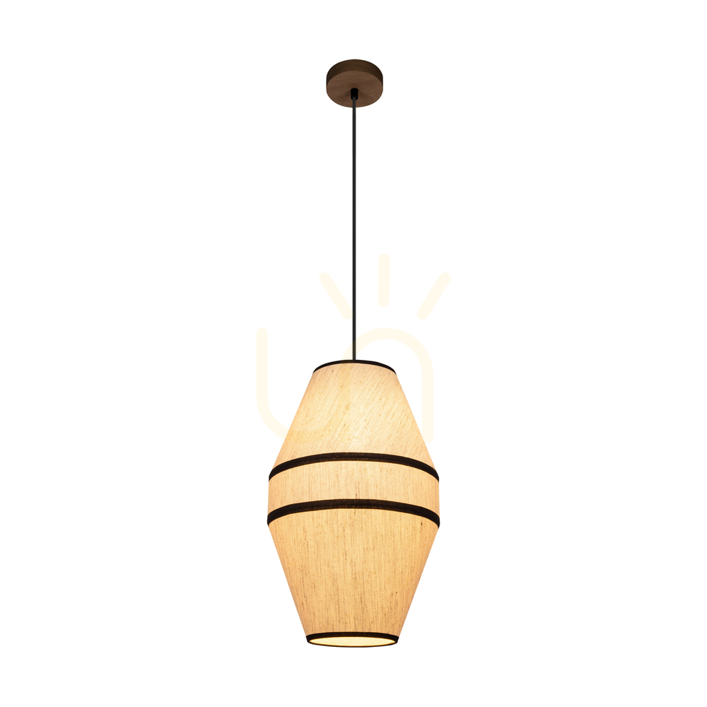 View Amigo Pendant Light, Oiled Oak, Beige Shade, 1xE27, Ø30 cm Amigo Pendant Light, Oiled Oak, Beige Shade, 1xE27, Ø30 cm
