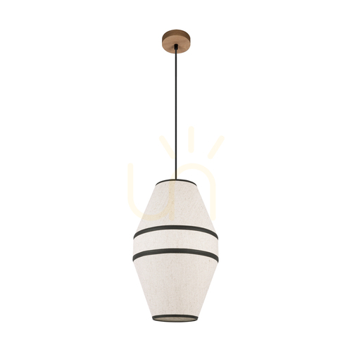 Check Amigo Pendant Light, Oiled Oak, Beige Shade, 1xE27, Ø30 cm