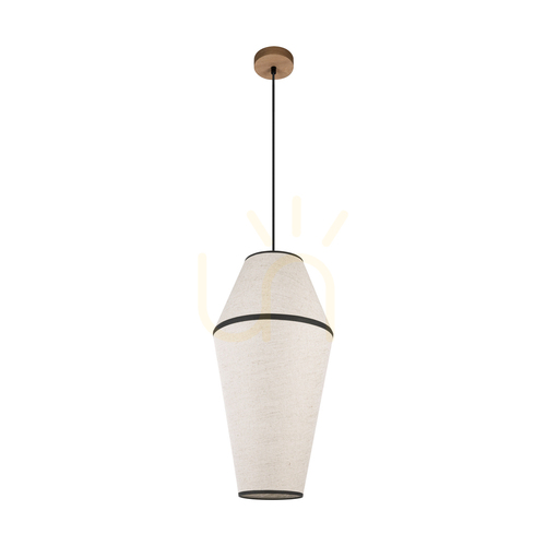 Check Amigo Pendant Light, Oiled Oak, Beige Shade, 1xE27, Ø30 cm