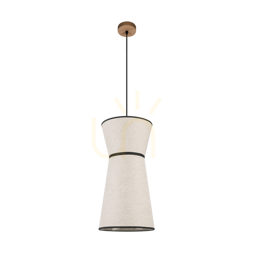 Check Amigo Pendant Light, Oiled Oak, Beige Shade, 1xE27, Ø30 cm