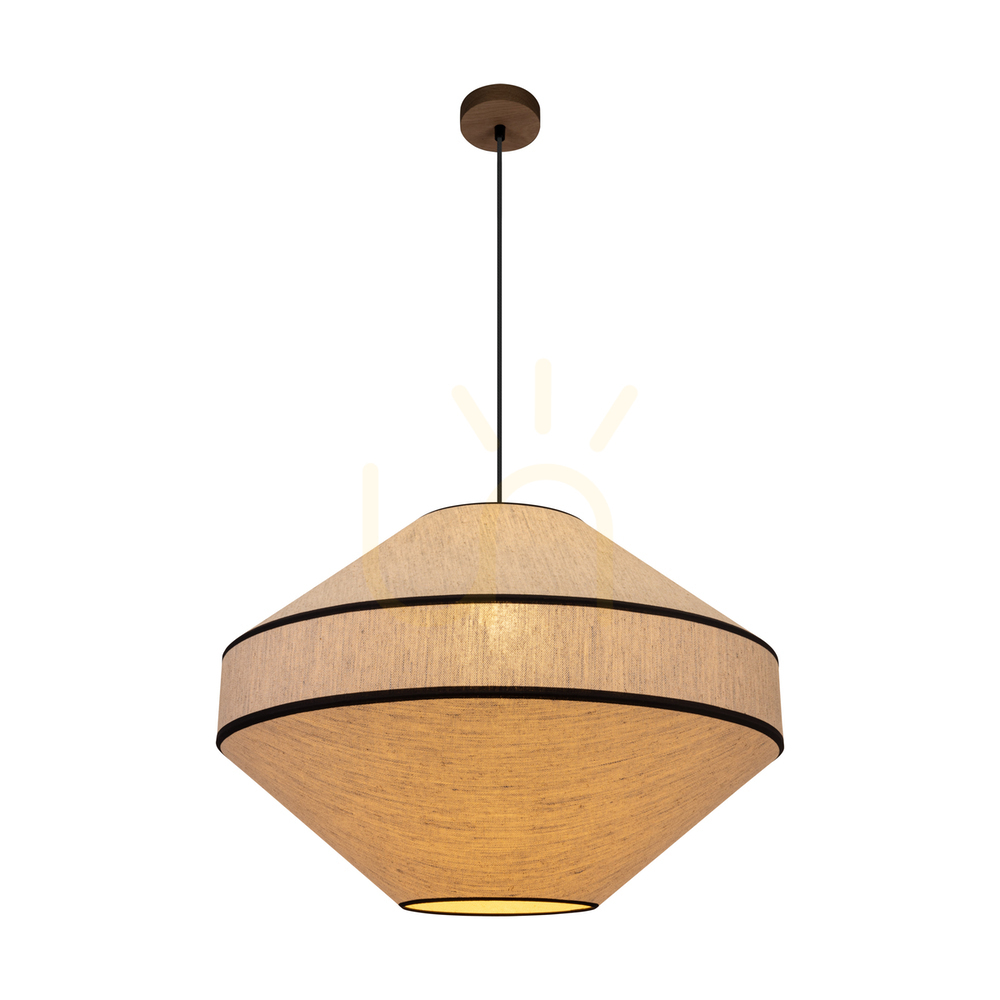 View Amigo Pendant Light, Oiled Oak, Beige Shade, 1xE27, Ø75 cm Amigo Pendant Light, Oiled Oak, Beige Shade, 1xE27, Ø75 cm