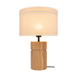 Palo Table Lamp, Oiled Oak/Black, Beige Lampshade, 1xE27, Ø35 cm small 1