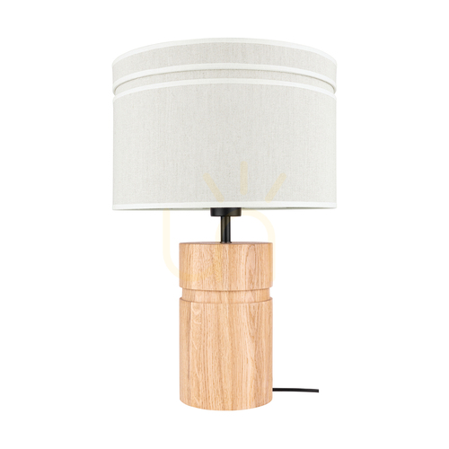 Check Palo Table Lamp, Oiled Oak/Black, Beige Lampshade, 1xE27, Ø35 cm