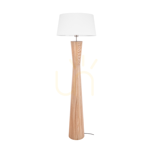 Check Azalea Floor Lamp, Oiled Oak/Matte Nickel, White Lampshade, 1xE27, Ø50 cm