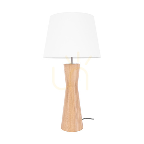 Check Azalea Table Lamp, Oiled Oak/Matte Nickel, White Lampshade, 1xE27, Ø30 cm