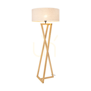 Clessidra Floor Lamp, Oiled Oak/Matte Nickel, Beige Lampshade, 1xE27, Ø58 cm small 1