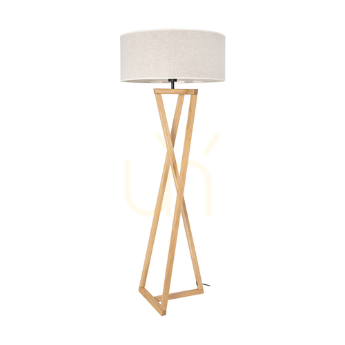 Check Clessidra Floor Lamp, Oiled Oak/Matte Nickel, Beige Lampshade, 1xE27, Ø58 cm