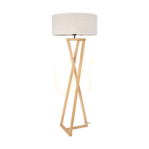 Clessidra Floor Lamp, Oiled Oak/Matte Nickel, Beige Lampshade, 1xE27, Ø58 cm small 0