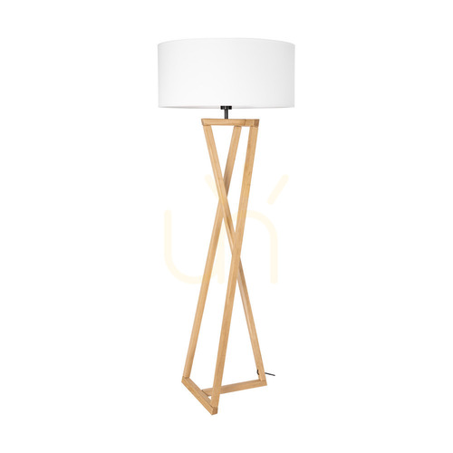 Check Clessidra Floor Lamp, Oiled Oak/Matte Nickel, White Lampshade, 1xE27, Ø58 cm