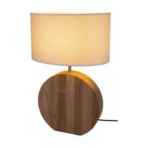 Logan Table Lamp, Oiled Oak/Matte Nickel, Cream and Silver Lampshade, 1xE27, 36 cm 1 Logan Table Lamp, Oiled Oak/Matte Nickel, Cream and Silver Lampshade, 1xE27, 36 cm small 1