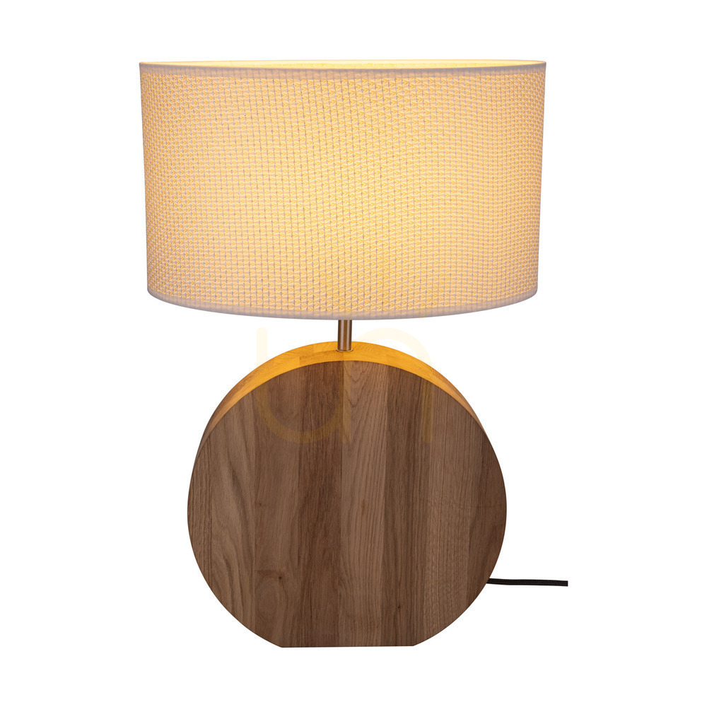 Preview Logan Table Lamp, Oiled Oak/Matte Nickel, Cream and Silver Lampshade, 1xE27, 36 cm Logan Table Lamp, Oiled Oak/Matte Nickel, Cream and Silver Lampshade, 1xE27, 36 cm