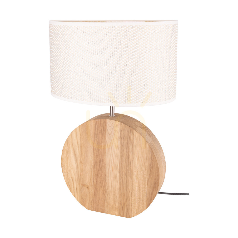 Check Logan Table Lamp, Oiled Oak/Matte Nickel, Cream and Silver Lampshade, 1xE27, 36 cm Logan Table Lamp, Oiled Oak/Matte Nickel, Cream and Silver Lampshade, 1xE27, 36 cm