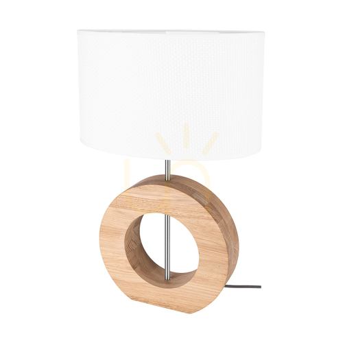 Check Logan Table Lamp, Oiled Oak/Matte Nickel, White Lampshade, 1xE27, 36 cm