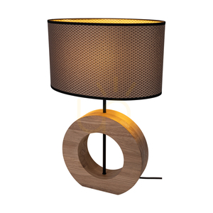 Logan Table Lamp, Oiled Oak/Black, Brown-Black-Gold Lampshade, 1xE27, 36 cm 1 Logan Table Lamp, Oiled Oak/Black, Brown-Black-Gold Lampshade, 1xE27, 36 cm small 1