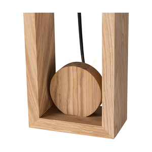 Logan Table Lamp, Oiled Oak/Black, Black Lampshade, 1xE27, 30 cm small 2