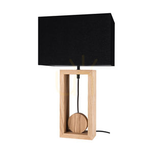Logan Table Lamp, Oiled Oak/Black, Black Lampshade, 1xE27, 30 cm small 0