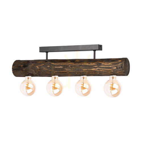 Check Core Ceiling Light, Walnut/Black, 4xE27, 70 cm
