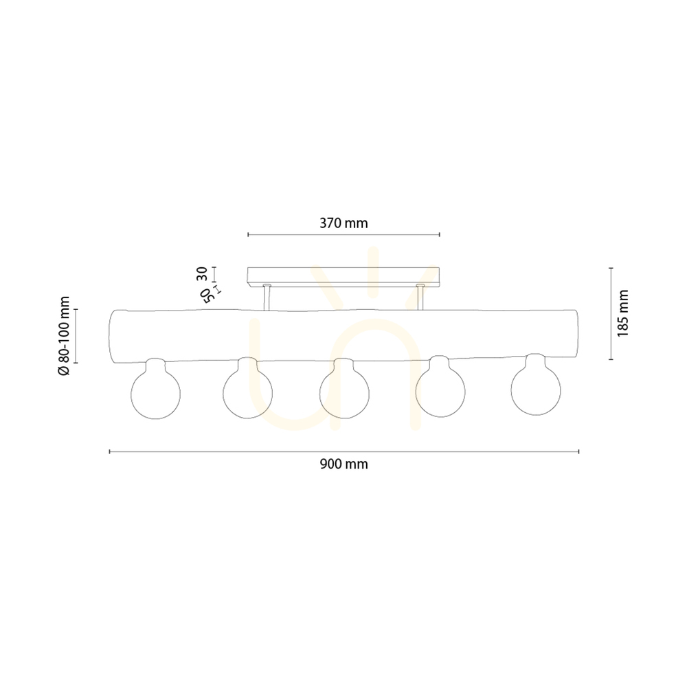 View Core Ceiling Light, Walnut/Black, 5xE27, 90 cm Core Ceiling Light, Walnut/Black, 5xE27, 90 cm