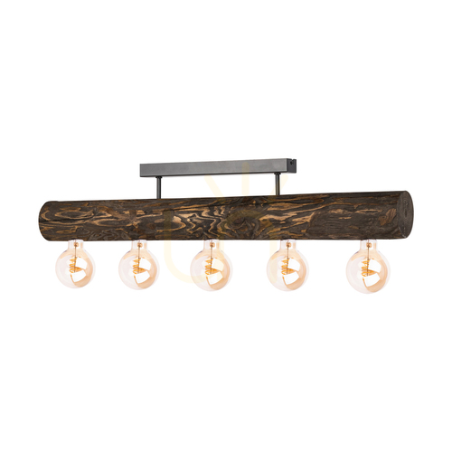 Check Core Ceiling Light, Walnut/Black, 5xE27, 90 cm