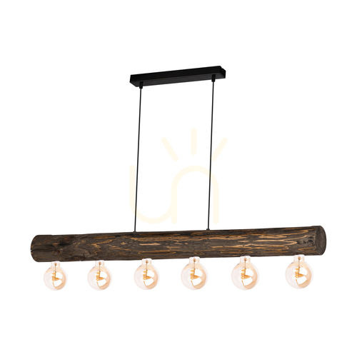 Check Core Pendant Light, Walnut/Black, 6xE27, 115 cm