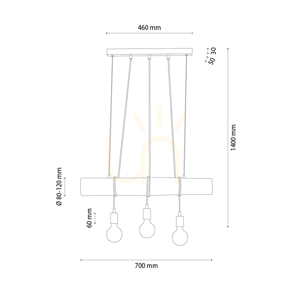 Preview Hikari Pendant Light, Brown/Black, 3xE27, 70 cm Hikari Pendant Light, Brown/Black, 3xE27, 70 cm