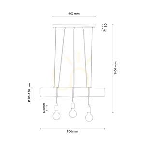 Hikari Pendant Light, Walnut/Black, 3xE27, 70 cm 1 Hikari Pendant Light, Walnut/Black, 3xE27, 70 cm small 1
