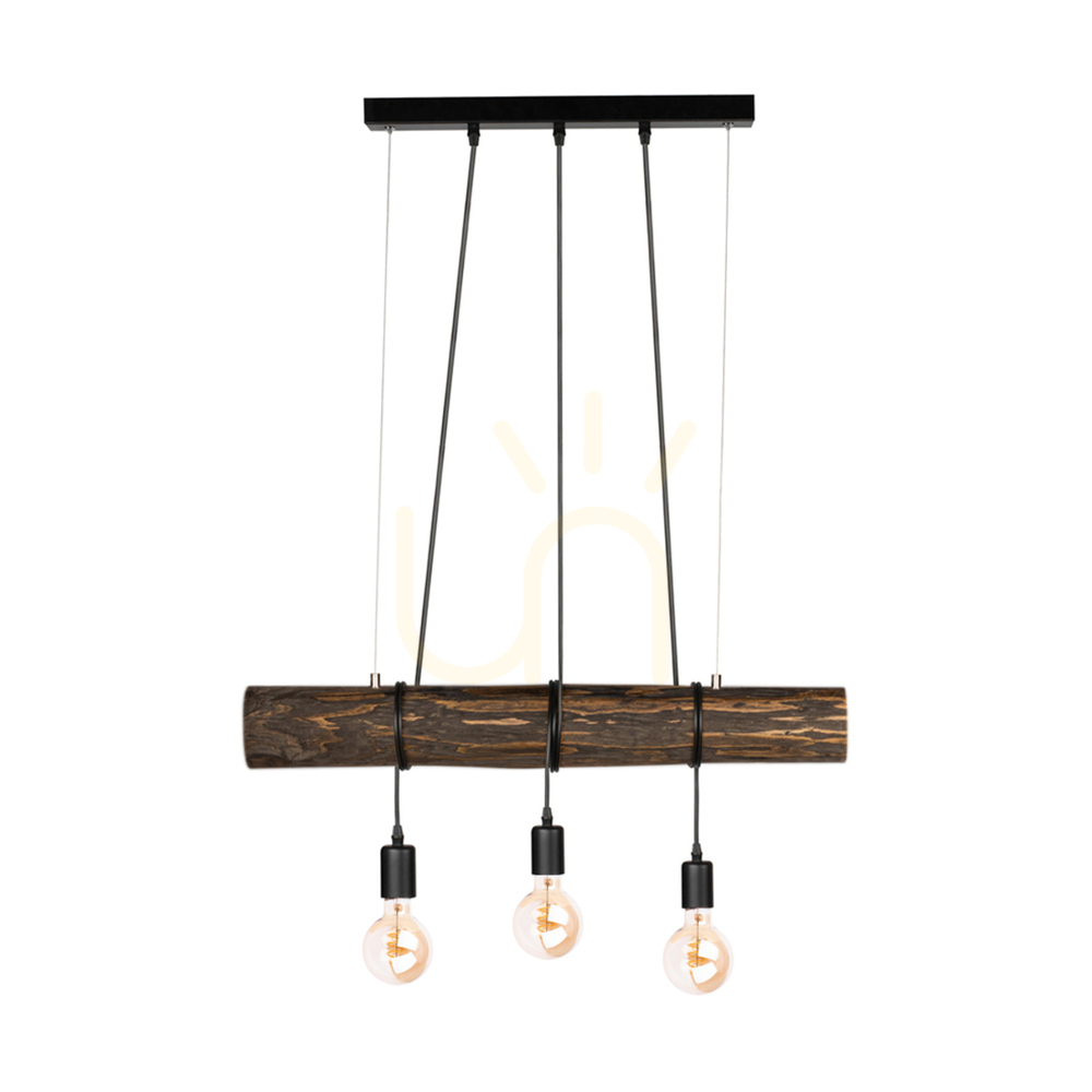 Check Hikari Pendant Light, Walnut/Black, 3xE27, 70 cm Hikari Pendant Light, Walnut/Black, 3xE27, 70 cm