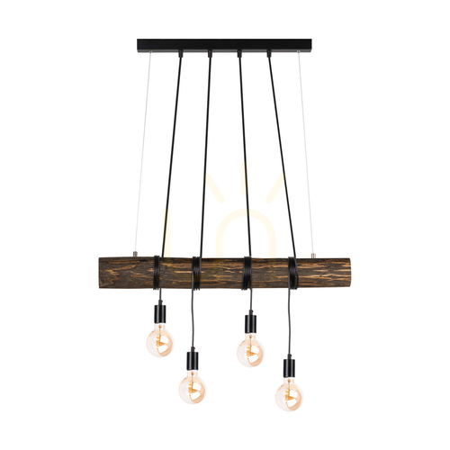 Check Hikari Pendant Light, Walnut/Black, 4xE27, 90 cm